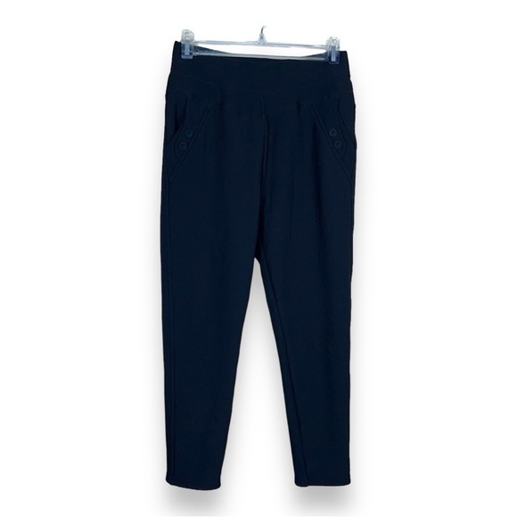 BLACK FLEECE LINED PULL ON PANTS JUNIORS STRETCH  PULL ON - Picture 1 of 7